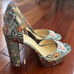 Jessica Simpson Light Blue Floral Open Toe Women’s Heels